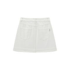 Women's White A-Line Denim Mini Skirt