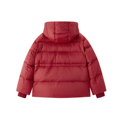 Women's Red Drawstring-Waist Down Jacket