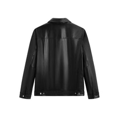 Men's Waxed Slim-Fit Leather Jacket