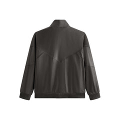 Men's Brown Stand-Collar Leather Jacket