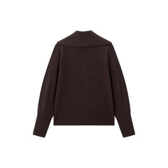 Women's Pure Wool Wide-Lapel Knit Cardigan