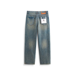 Men's Contrast Distressed Wide-Leg Jeans