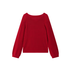 Women's V-Neck Cutout Tie-Detailed Statement Knit Top