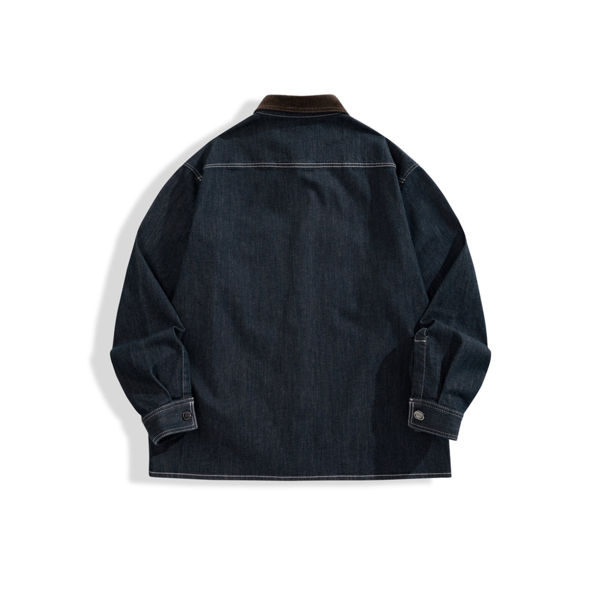 Men's Embroidered Shirt with Corduroy Panels
