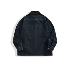 Men's Embroidered Shirt with Corduroy Panels