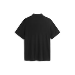 Men's Solid Knit Pullover with Logo Patch and Polo Collar