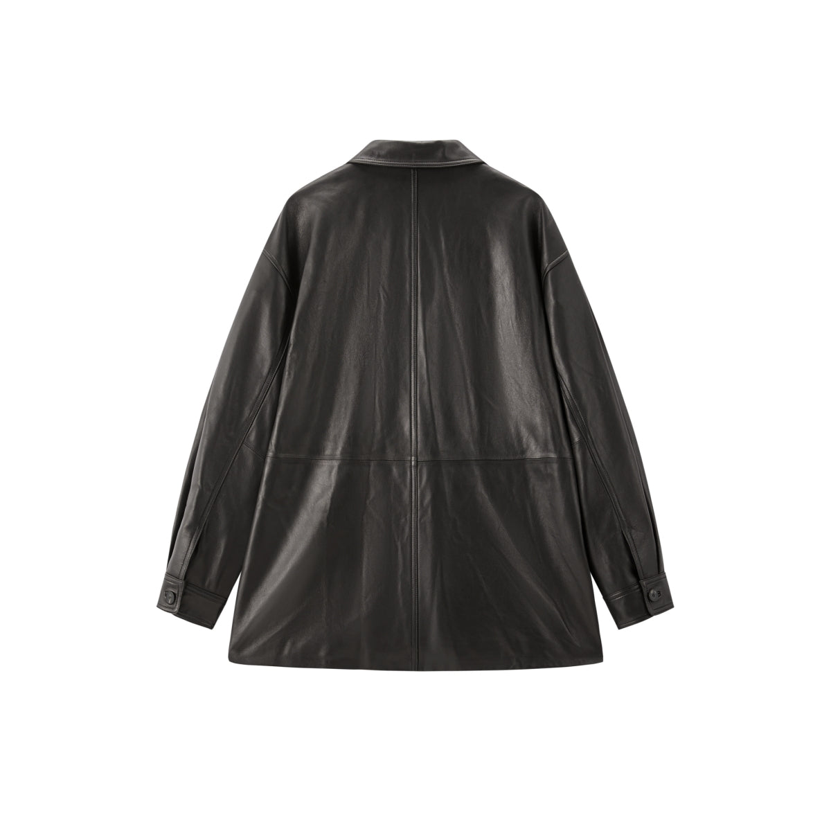 Women's Textured Oversized Leather Jacket