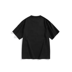 Men's Black Cotton T-Shirt with Small Embroidery