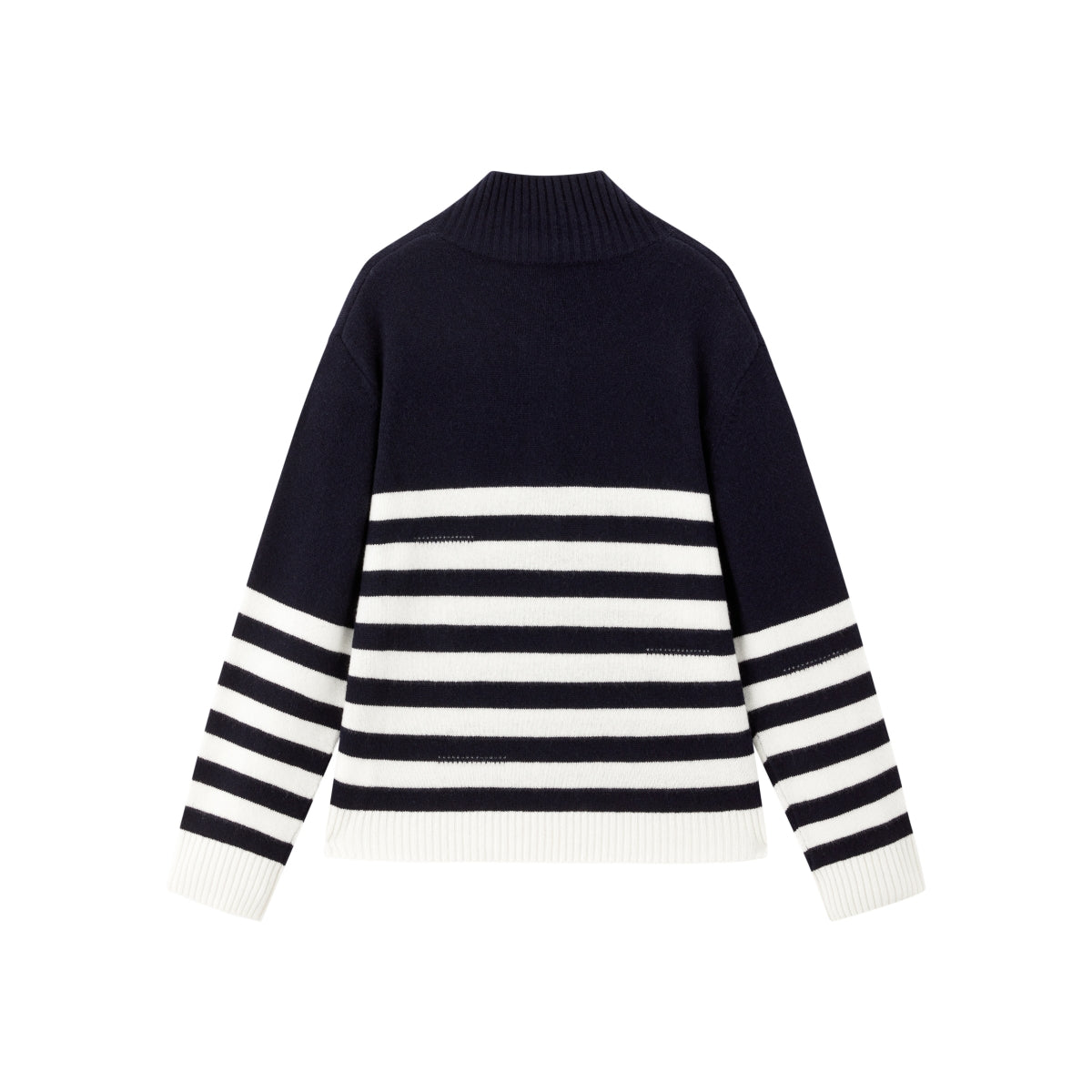 Women's Pure Wool Mock-Neck Striped Sweater
