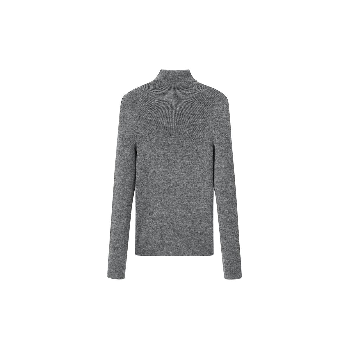 Women's Dark Gray Turtleneck Wool Pullover