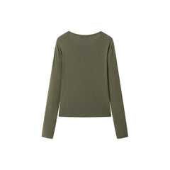 Women's Short Tonal Panel Tencel Long-Sleeve T-Shirt