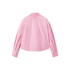 Women's Cropped Oversized Shirt with Drawstring Hem