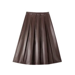 Women's PU Pleated Skirt