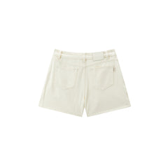 Women's Beige High-Waisted Denim Skort
