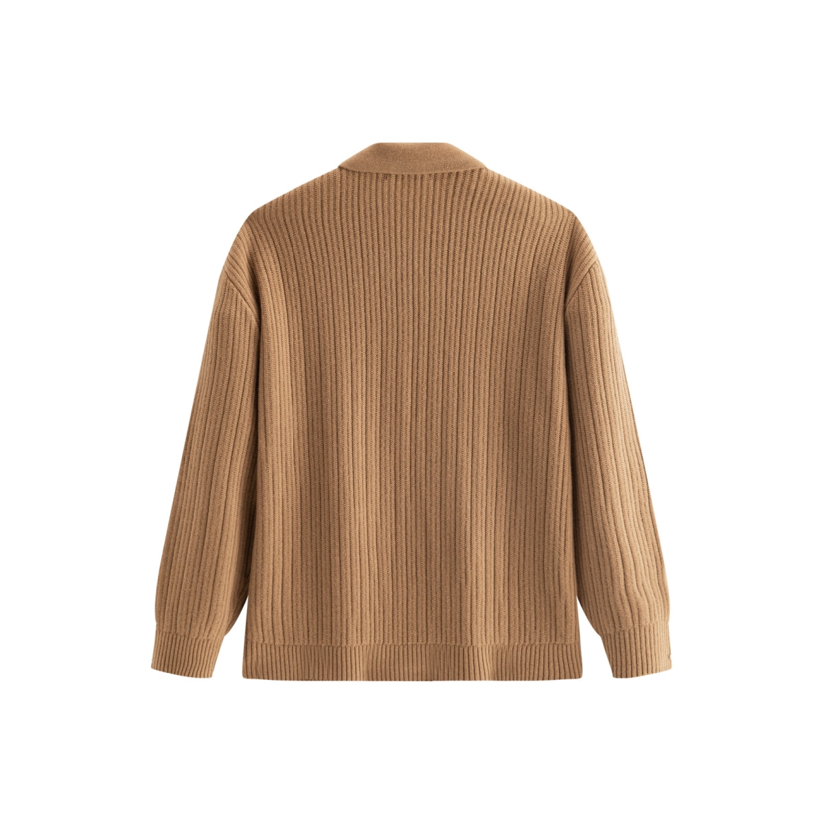 Men's Brown Textured Wool Knit Cardigan