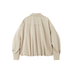 Women's Loose Cropped Jacket with Bubble Hem