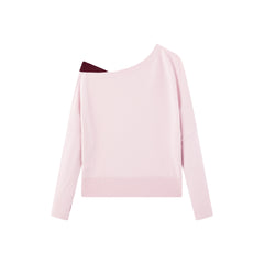 Women's Asymmetric Colorblock Collar Knit Sweater
