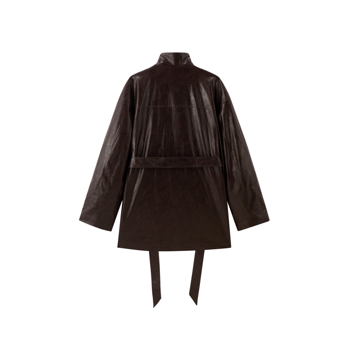 Women's Trench-Style Waxed PU Jacket