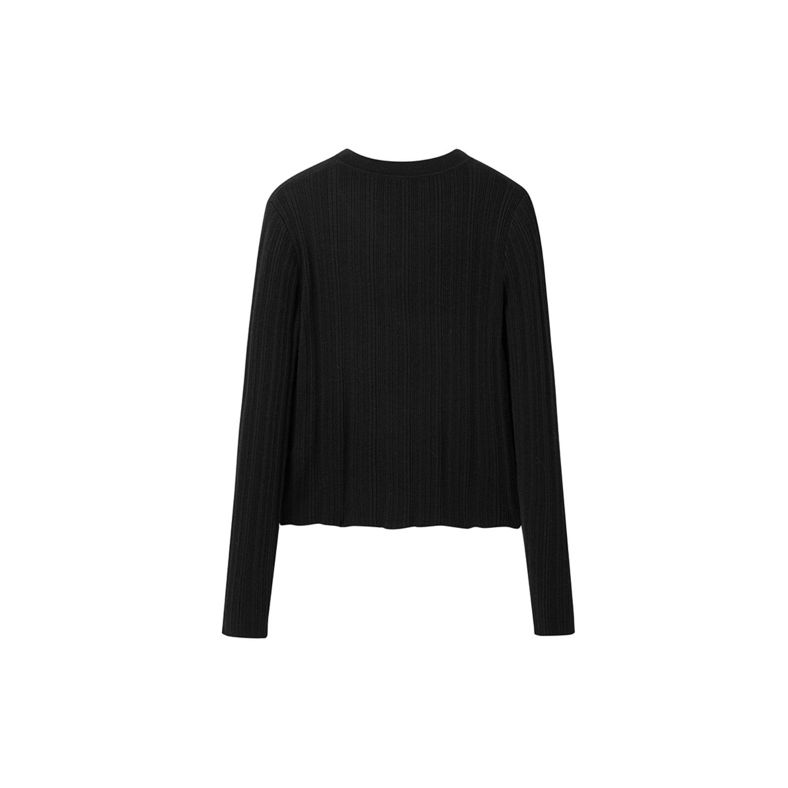 Women's Black Half Zip Textured Pullover