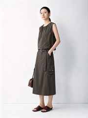 Women's Casual Tank Top and Cargo Skirt Set