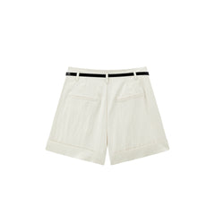 Women's High-Waisted Cuffed Shorts with Belt