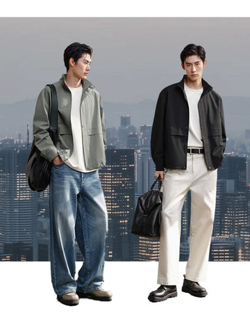 Men's Spliced Stand Collar Jacket