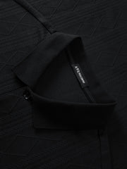 Men's Textured Jacquard Knit Polo Shirt
