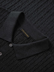 Men's Old Money Style Knitted Cable-Knit Polo Shirt