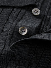 Men's Old Money Style Knitted Cable-Knit Polo Shirt