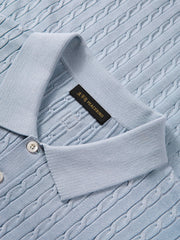 Men's Old Money Style Knitted Cable-Knit Polo Shirt