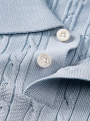 Men's Old Money Style Knitted Cable-Knit Polo Shirt