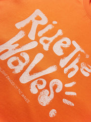 Men's Casual Orange Printed  T-Shirt