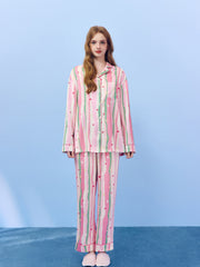 Women's Casual Vibrant Stripe Loungewear Set