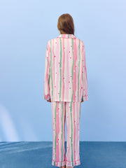 Women's Casual Vibrant Stripe Loungewear Set