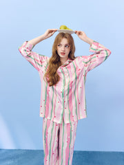 Women's Casual Vibrant Stripe Loungewear Set