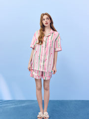 Women's Casual Vibrant Stripe Loungewear Set