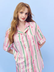 Women's Casual Vibrant Stripe Loungewear Set