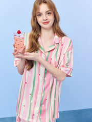 Women's Casual Vibrant Stripe Loungewear Set