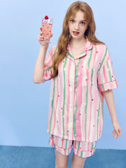 Women's Casual Vibrant Stripe Loungewear Set