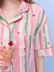 Women's Casual Vibrant Stripe Loungewear Set