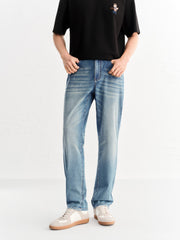 Men's casual vintage slightly stretchy jeans