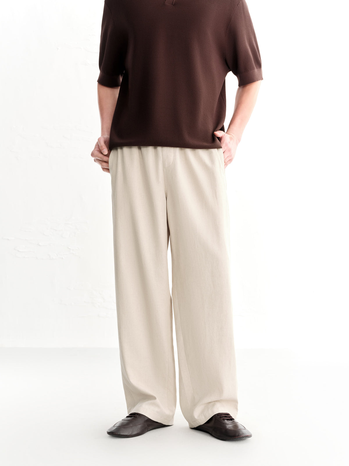Men's Casual Linen-Texture Wide-Leg Pants
