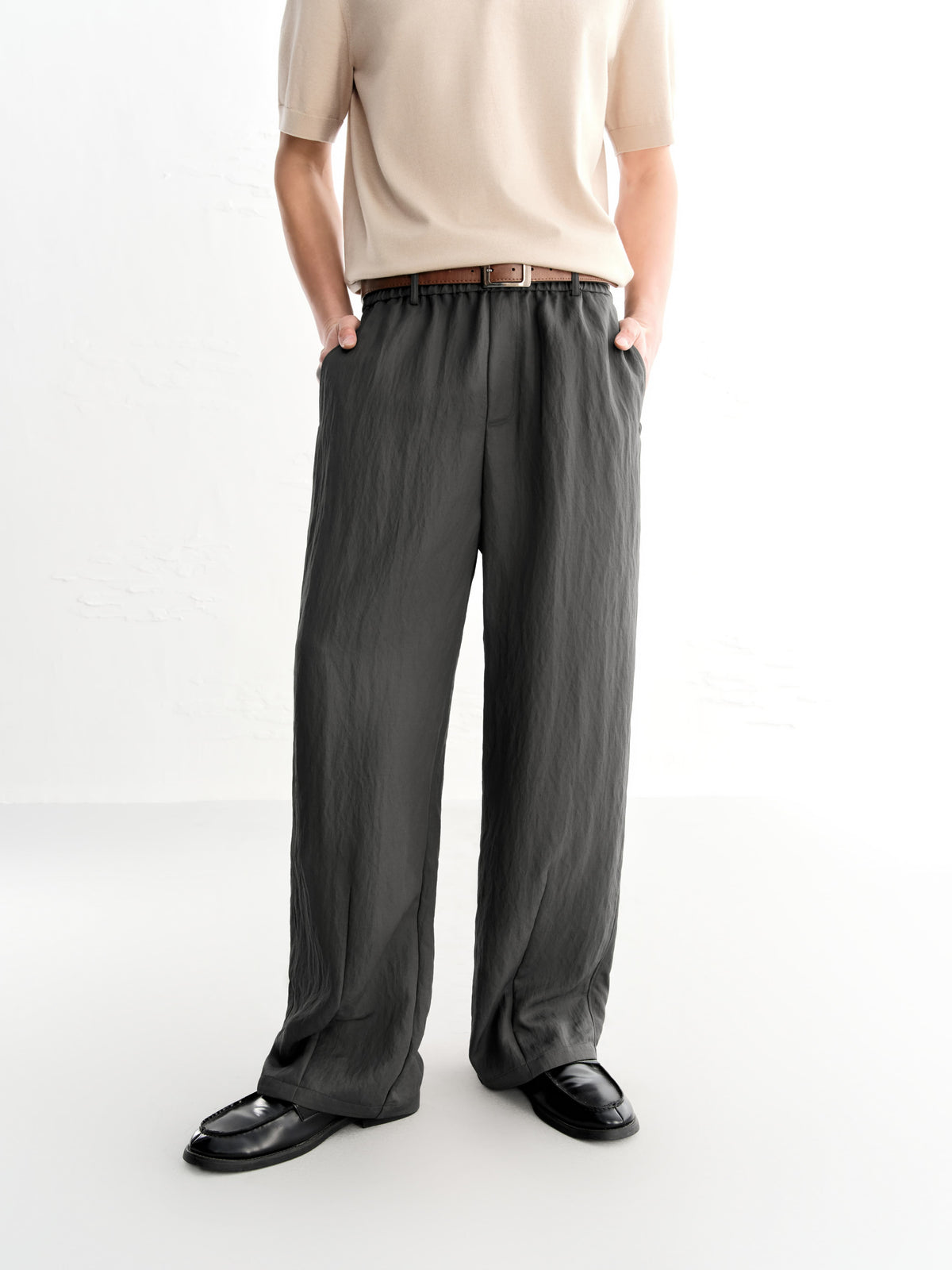Men's casual straight-leg wide-leg pants