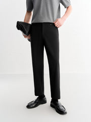 Men's Casual Stretch Black Cropped Pants