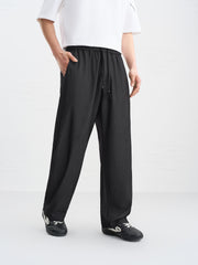 Men's Drawstring Straight-Leg Draped Pants