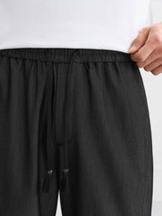 Men's Drawstring Straight-Leg Draped Pants