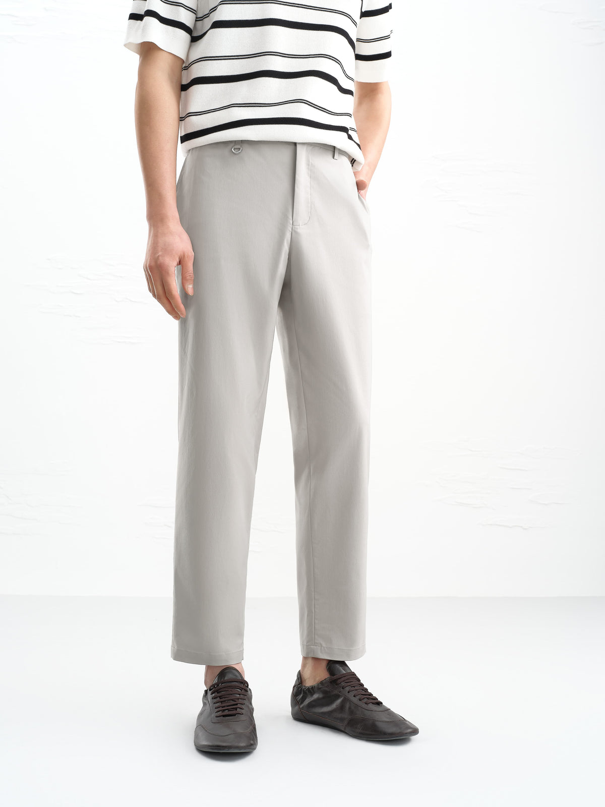 Men's Slim-Fit Trousers with Mulberry Silk