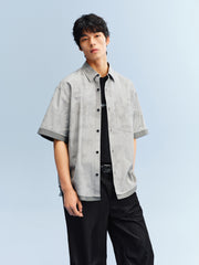 Men's Printed Striped Short-Sleeve Shirt