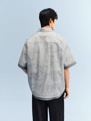 Men's Printed Striped Short-Sleeve Shirt