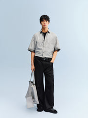 Men's Printed Striped Short-Sleeve Shirt